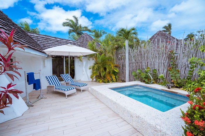 A private plunge pool at a secluded Gauguin Cottage at Galley Bay Resort & Spa Antigua