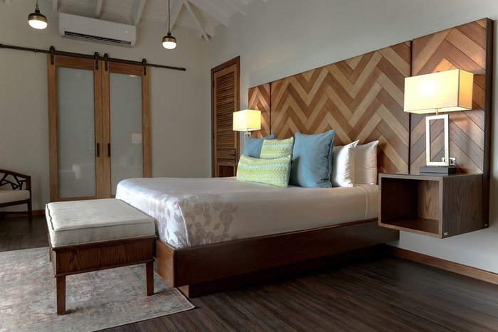 A Signature Villa private plunge pool with ocean views at Hammock Cove Antigua