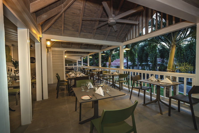 The elegant indoor dining room at Orchids Restaurant, Pineapple Beach Club Antigua