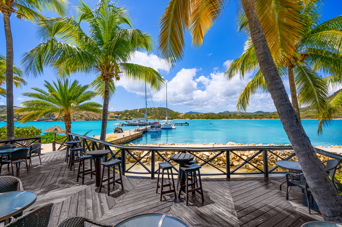 Beachfront dining at The Docksider, St. James's Club Antigua