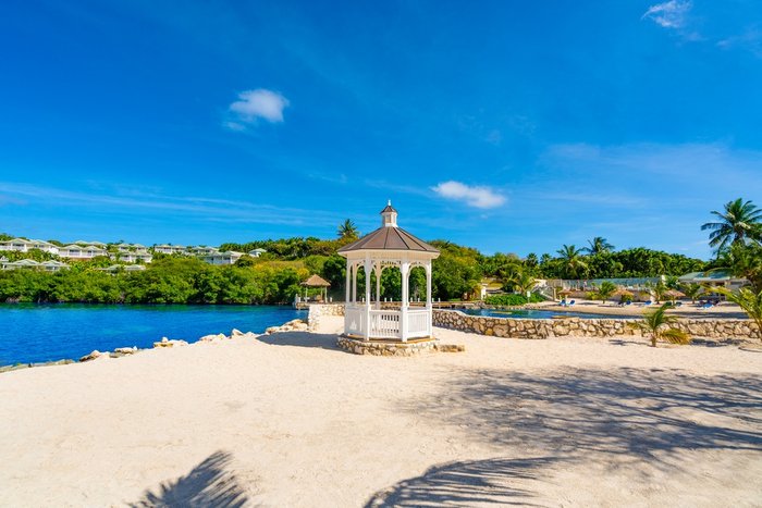 A beachside gazebo with ocean views at The Verandah Antigua
