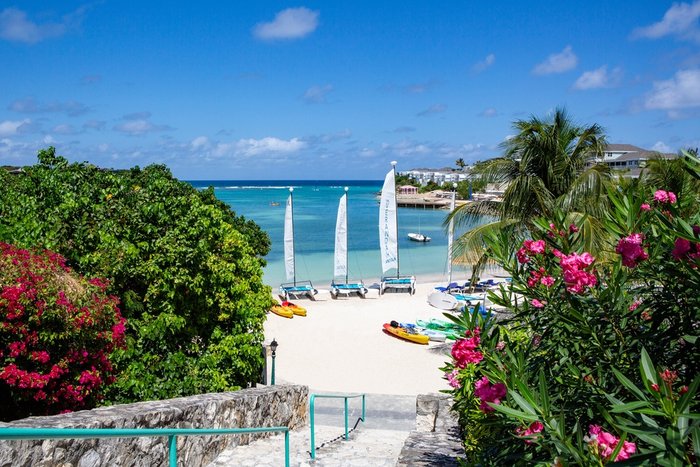 A sunset pool view at The Verandah Antigua