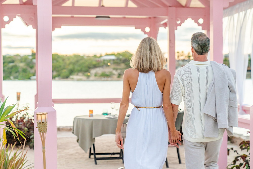 Private dining in the pink gazebo at Hammock Cove Antigua