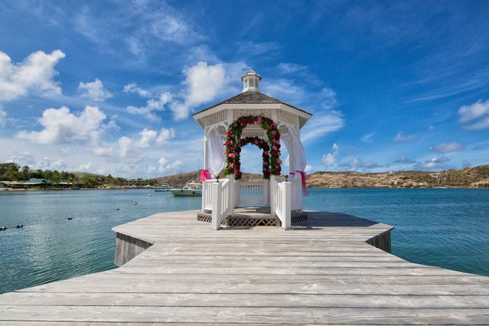 A floating Royal Breakfast in the pool at St. James's Club Antigua