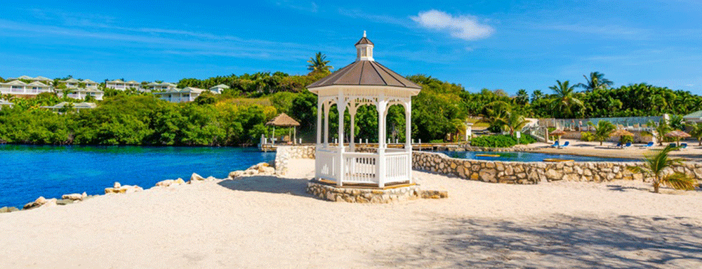 A private balcony with ocean view at The Verandah Antigua